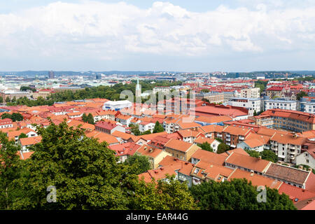 Veduta dello skyline di Göteborg da Skansen Kronan, Göteborg, Svezia Foto Stock