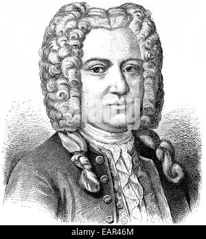 George Frederick Handel o George Frideric Handel, 1685 - 1759, un compositore anglo-tedesco del barocco, Georg Friedrich Händel Foto Stock