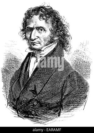 Nicolò o Niccolò Paganini, 1782-1840, Italiano violinista chitarrista e compositore, Historische Zeichnung, Ritratto von Niccolò od Foto Stock