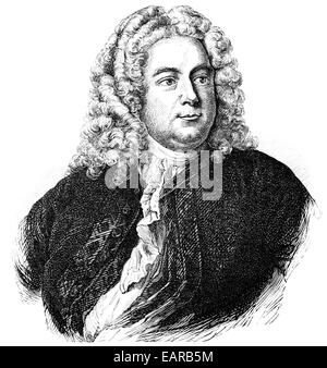 George Frederick Handel o George Frideric Handel, 1685 - 1759, un compositore anglo-tedesco del barocco, Georg Friedrich Händel Foto Stock