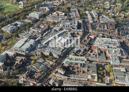 Una veduta aerea del centro di Solihull, una città del West Midlands Foto Stock