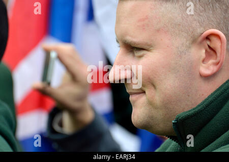 Paul Golding, leader della Gran Bretagna prima a marzo in Rochester prima del 2014 da-elezione. Foto Stock