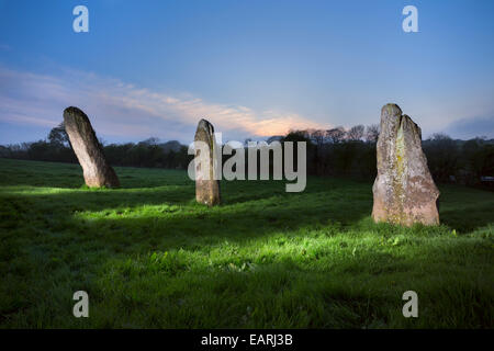 Di Harold pietre nel villaggio di a Trellech. Foto Stock