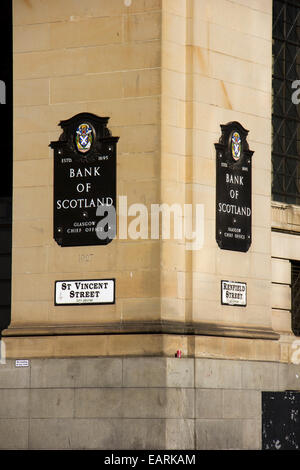 Banca d'Inghilterra a Glasgow - Scozia Foto Stock