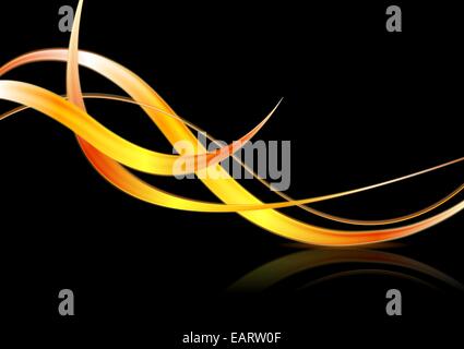 Incandescente onde astratte su sfondo nero. Illustrazione Vettoriale Foto Stock