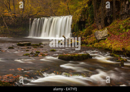 Scwd Ddwil, vicino Pontneddfechan, Ystradfellte, Parco Nazionale di Brecon Beacons, Galles, Powys, Regno Unito, Gran Bretagna Foto Stock