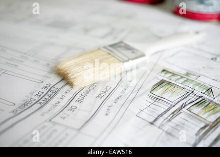 La decorazione e verniciatura attrezzi e materiali Foto Stock