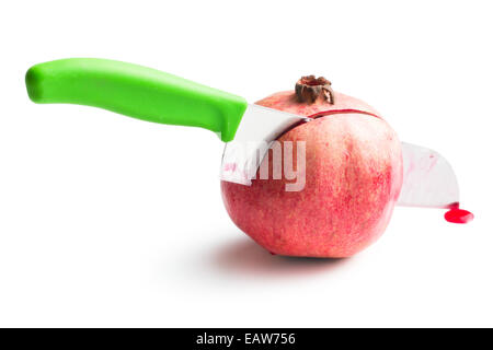 Melograno rosso su sfondo bianco Foto Stock