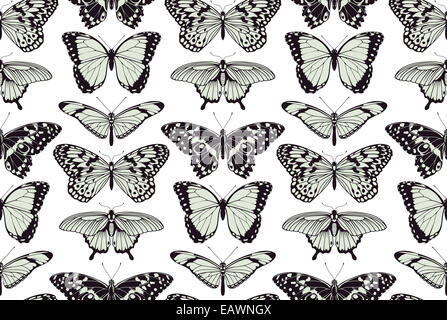 Una farfalla seamless tilable sfondo vintage design pattern illustrazione Foto Stock
