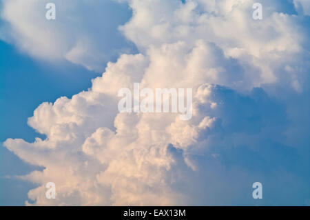 Un ondeggianti thunderhead storm moduli sopra una foresta pluviale tropicale tettoia. Foto Stock