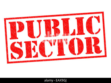 Settore pubblico rosso timbro di gomma su uno sfondo bianco. Foto Stock
