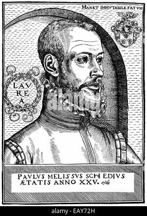 Paul Melissus, o Paolo Schede, Paulus Schedius Melissus, 1539 - 1602, umanista latino moderno scrittore e traduttore e compositore, P Foto Stock