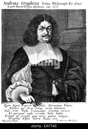 Andreas Gryphius noto anche come Andreas Greif, 1616 - 1664, un tedesco poeta e drammaturgo del periodo barocco, Andreas Gryphius Foto Stock