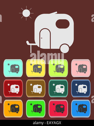Camper Icona auto. Illustrazione Vettoriale. Foto Stock