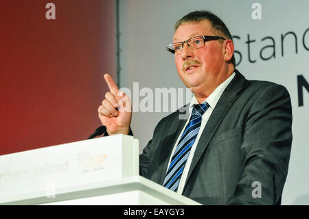 Belfast, Irlanda del Nord. 22 Novembre, 2014. Sammy Wilson MP (Sud Antrim) al 2014 Conferenza DUP Credit: stephen Barnes/Alamy Live News Foto Stock