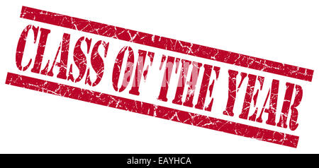 Classe dell'anno quadrato rosso grungy isolato timbro di gomma Foto Stock