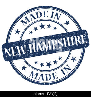 Realizzato in New Hampshire rotondo blu grunge francobollo isolato Foto Stock