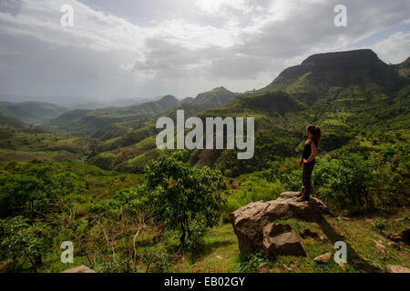 Viste le highlands del nord dell'Etiopia Foto Stock