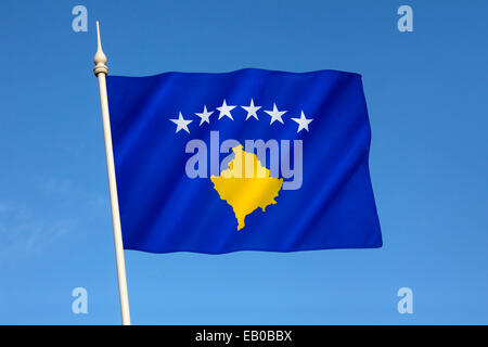 La bandiera della Repubblica del Kosovo Foto Stock