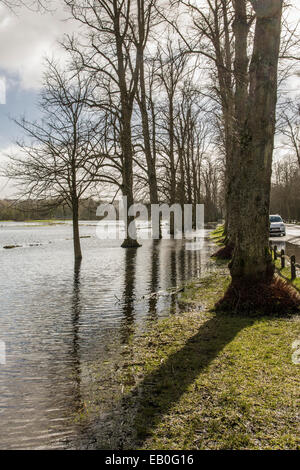 Inverno tempeste e inondazioni influiscono Arundel in West Sussex. Foto Stock