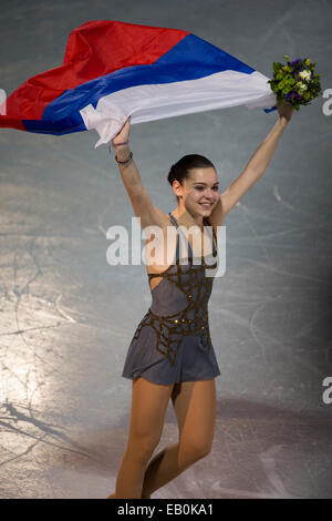 Il Campione olimpico Adelina Sotnikova (RUS) nel Signore la figura pattinare presso i Giochi Olimpici Invernali, Sochi 2014 Foto Stock