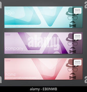 Nuovo set di colorati banner di intestazione con l'uomo faccia simbolo. vector graphic design Foto Stock