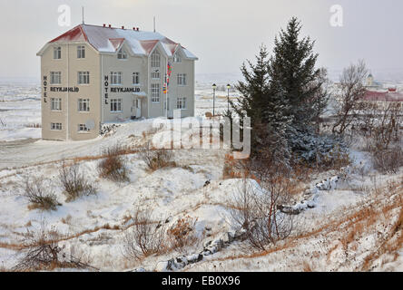 Hotel Reykjahlid dal Lago Myvatn, Est Islanda Foto Stock