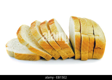 Il pane affettato isolati su sfondo bianco Foto Stock