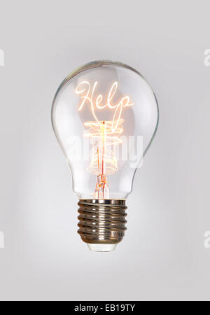 Self Help concetto in un filamento lampadina. Foto Stock