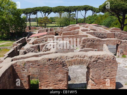 Le rovine romane di Ostia Antica, il porto di Roma, Italia. Foto Stock