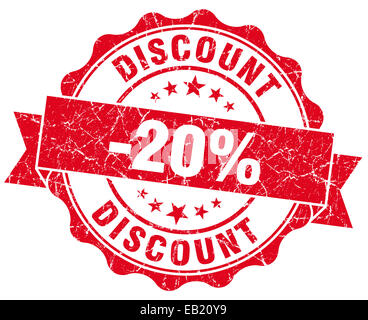 Sconto 20% rosso grunge timbro Foto Stock