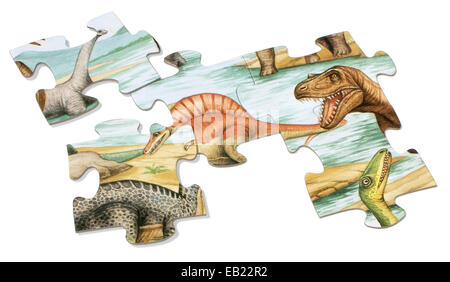 Grande dinosauro i pezzi del puzzle Foto Stock