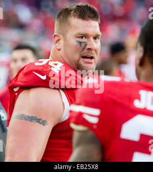 San Francisco, CA. 23 Nov, 2014. San Francisco 49ers difensivo fine Justin Smith (94) sull'emarginare durante la NFL partita di calcio tra Washington Redskins e San Francisco 49ers a Levi's Stadium di San Francisco, CA. Il 49ers sconfitto il Redskins 17-13. ©Damon Tarver/Cal Sport Media/Alamy Live News Foto Stock