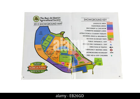 Lo schema della mappa di Bury & District Società Agricola Agricultural Show showground per 2013. Foto Stock