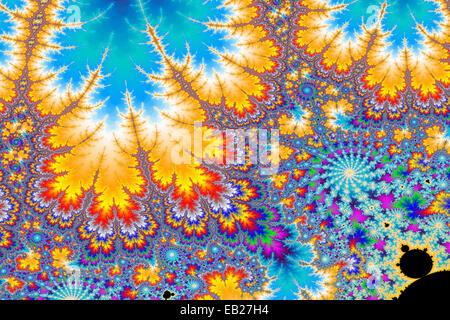 Un generati digitalmente colorato sfondo frattale basata sul set di Mandelbrot Foto Stock