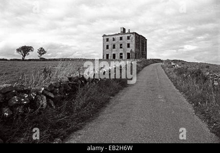 TYRONE HOUSE rovine della contea di Galway, Irlanda. Bruciato dai locali di esercito repubblicano irlandese durante la guerra irlandese di indipendenza nel 1920. Di cui al poeta, drammaturgo e vincitore del premio Nobel della letteratura, William Butler Yeats in "La maledizione di Cromwell'. Foto Stock