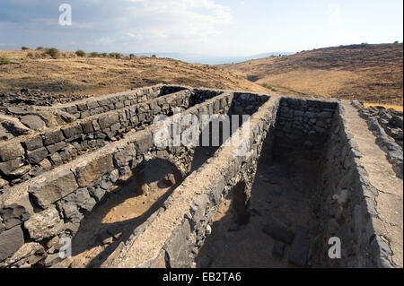 Resti di case di abitazione nel villaggio biblico di Korazim a pochi chilometri a nord del lago di Galilea. Gesù è condannato il Foto Stock