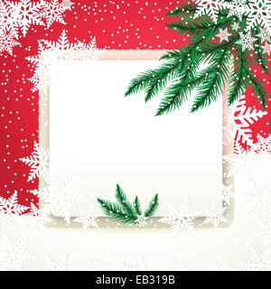 Telaio sul cumulo di neve e Abete rami. Foto Stock