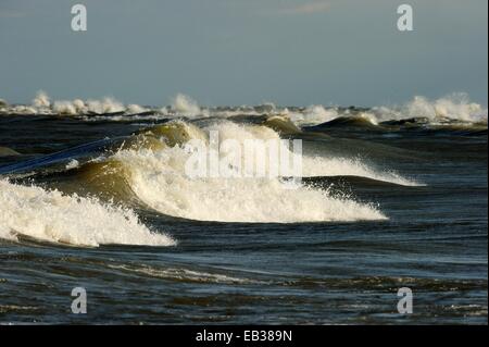 Le onde che si infrangono sul Lago Erie, punto Pelée Nationalpark, il Lago Erie, Provincia di Ontario, Canada Foto Stock