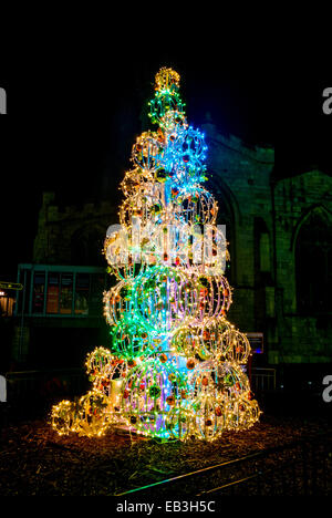 Le luci di Natale Coppergate York Foto Stock