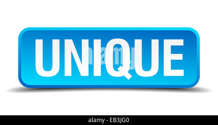 Unico blue 3D realistici quadrato pulsante isolato Foto Stock