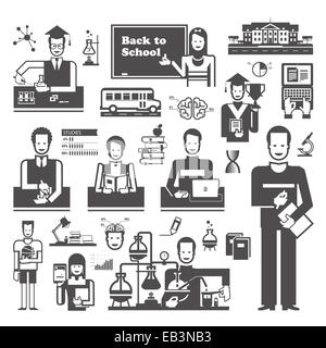 La scuola. Set di icone su sfondo bianco Foto Stock
