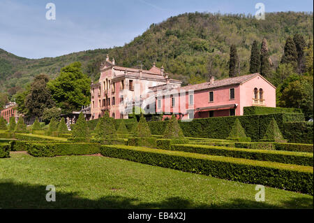 Villa Barbarigo Pizzoni Ardemani, Veneto, Italia, una famosa villa del XVI secolo e giardino barocco sui colli Euganei vicino a Valsanzibio Foto Stock