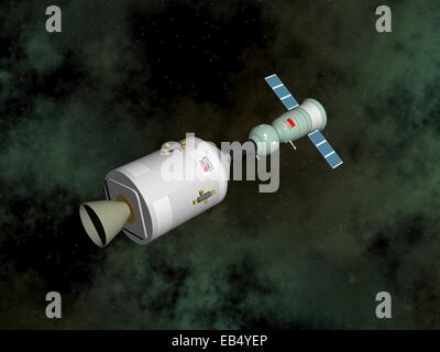 Apollo-Soyuz test del progetto con sperimentale volo congiunto dell'astronave sovietica Soyuz-19 e l'Americano astronave Apollo, ele Foto Stock