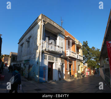 Cina Hong Kong Cheung Chau vecchie case Foto Stock