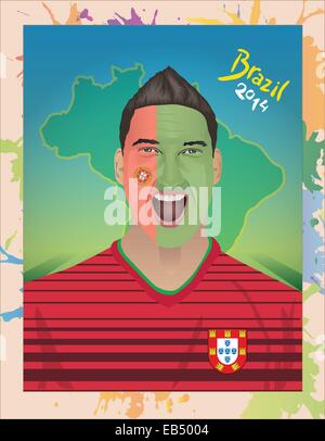 Il Portogallo appassionato di calcio Illustrazione Vettoriale
