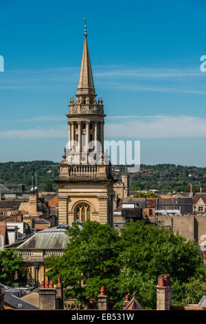 Vista sui tetti di Oxford e di Brasenose College a torre della chiesa di Lincoln College library Foto Stock