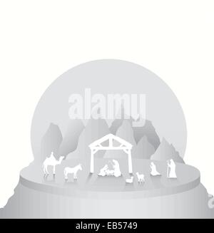 Vettore di natale con la scena della natività Illustrazione Vettoriale