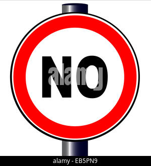 Una rotonda grande semaforo rosso contenente la parola n. Foto Stock