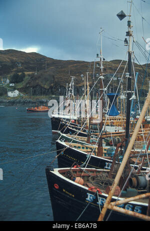 Barche da pesca nel porto di Mallaig sull'Isola di Skye in Scozia ( Circa metà degli anni settanta) Foto Stock